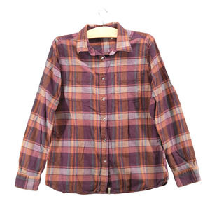 Woolrich Women's Button Up Shirt Multicolor Medium Long Sleeve Plaid Cotton
